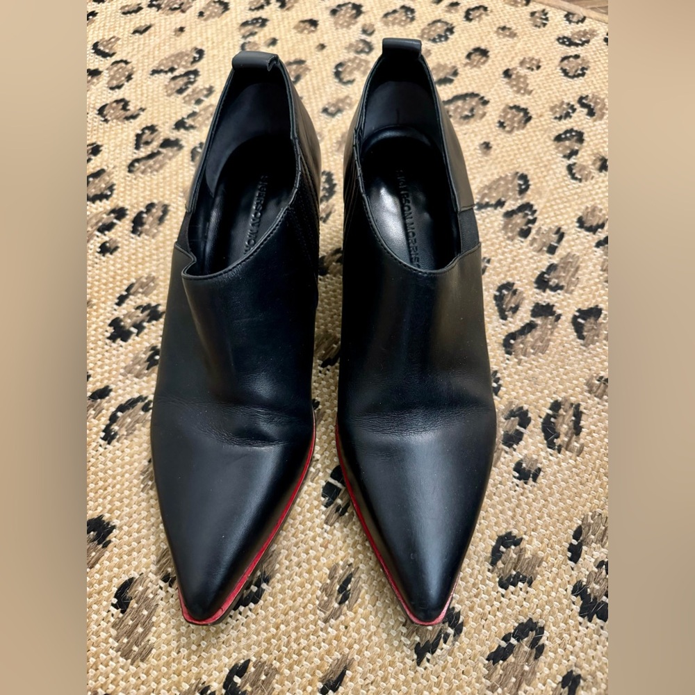 Siegerson Morrison Black Shoe-Boots Black Leather with Red Edge Size 9